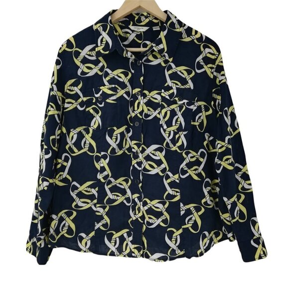 Liz Claiborne Knot Button Front Shirt Size 1X Plus Roll Tab Sleeve Career Preppy - Picture 1 of 11